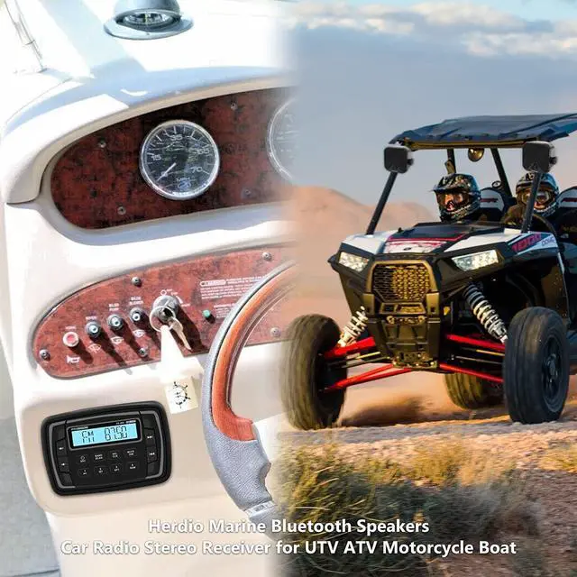 Alt view image 7 of 7 - 4 Inches Waterproof Marine Speakers Compatible with Bluetooth Car AM/FM Radio Stereo Receiver for Polaris Ranger XP900 Golf Cart UTV ATV Motorcycle Boat Heavyduty Powersports Car Vehicles
