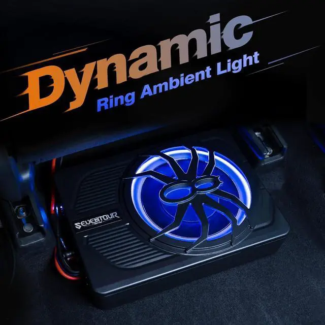 Alt view image 3 of 6 - 10" 800W Slim Under Seat Powered Car Subwoofer, Car/Truck Audio Sub Built in Amplifier, New Upgrade with Blue LED Ambient Light
