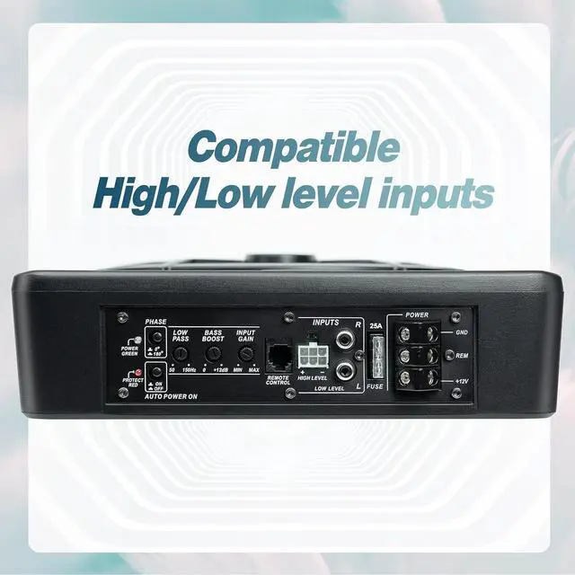 Alt view image 4 of 6 - 10" 800W Slim Under Seat Powered Car Subwoofer, Car/Truck Audio Sub Built in Amplifier, New Upgrade with Blue LED Ambient Light