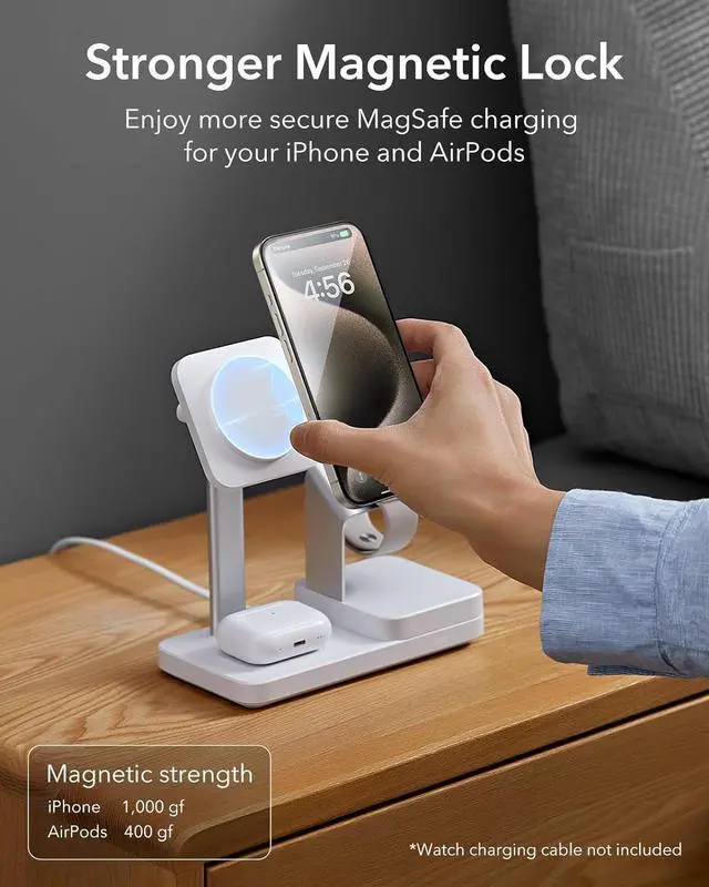 Alt view image 6 of 7 - 65W 4-in-1 GaN Wireless Charging Station(5-in-1 Stand) Designed for MagSafe Charger Stand Magnetic Wireless Charger for iPhone 16/15/14/13 /3/2 and USB A/C Devices White