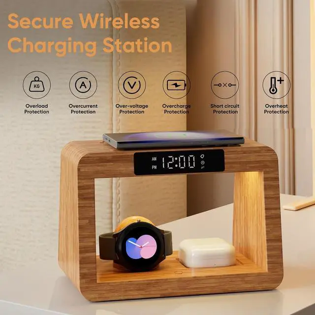 Alt view image 5 of 7 - Wireless Charger Station for Samsung, Fast Charging Station with LED Light for SamsunglAndroid Phone. Wireless Phone Charger Station Only for Samsung Watch