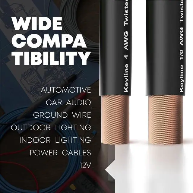Alt view image 4 of 7 - 1/0 AWG Gauge Wire (25ft) Red | Oxygen Free Copper (OFC), Automotive Wire, Power/Ground, Battery Cable, True Spec Welding & Automotive, Car Audio Speaker, RV Trailer, Amp Wiring by Keyline Chargers