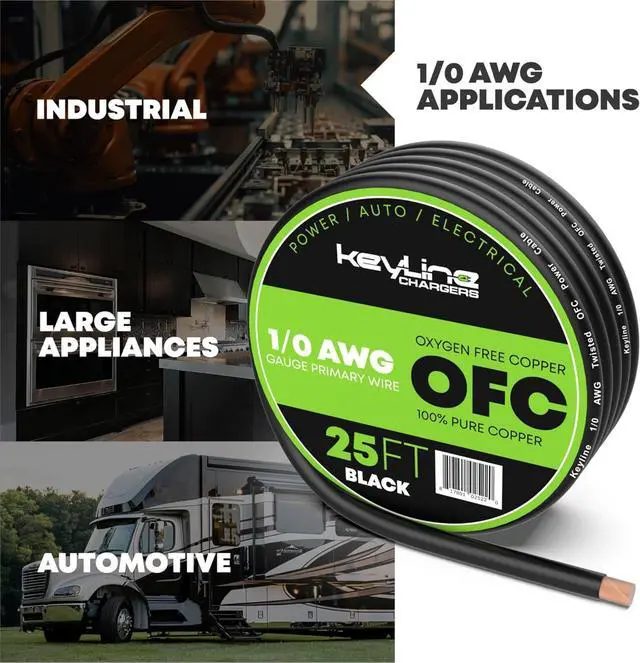 Alt view image 5 of 7 - 1/0 AWG Gauge Wire (25ft) Red | Oxygen Free Copper (OFC), Automotive Wire, Power/Ground, Battery Cable, True Spec Welding & Automotive, Car Audio Speaker, RV Trailer, Amp Wiring by Keyline Chargers