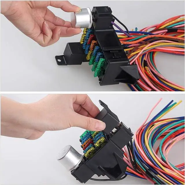 Alt view image 5 of 7 - 14 Circuit Wiring Harness Kit, Professional Universal Electrical Wire Harness, Car Modification Circuit 14 Fuse Compatible with Chevy Ford Chrysler Mopar Muscle Car