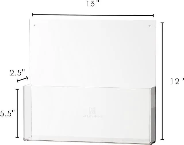 Alt view image 2 of 7 - Premium Clear Acrylic Wall File Organizer 2-Pack | Mail Holder Wall Mount | Office Document Sorter with 3 Screw Cap Colors
