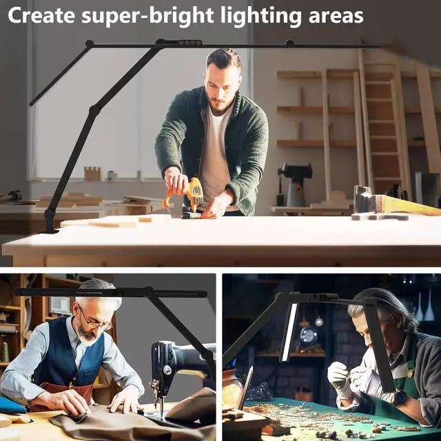 Alt view image 4 of 6 - 3000 Lumen Ultra Bright Architect Desk Lamp with Clamp, 36W Tall Overhead Led Desk Light for Home Office, 47Inch Long Dimmable Computer Monitor Light Bar with Remote for Table Desktop Drafting