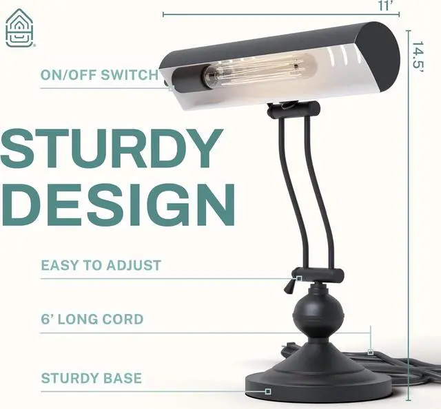 Alt view image 6 of 7 - Classic Antique Retro Adjustable Leaning Piano Lamp Banker Desk Light with LED Bulb Included (Matte Black)