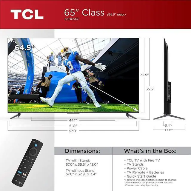 Alt view image 2 of 7 - 65-Inch Q6 QLED 4K Smart TV with Fire TV (65Q650F, 2023 Model) Dolby Vision, Dolby Atmos, HDR Pro+, Voice Remote with Alexa, Streaming UHD Television