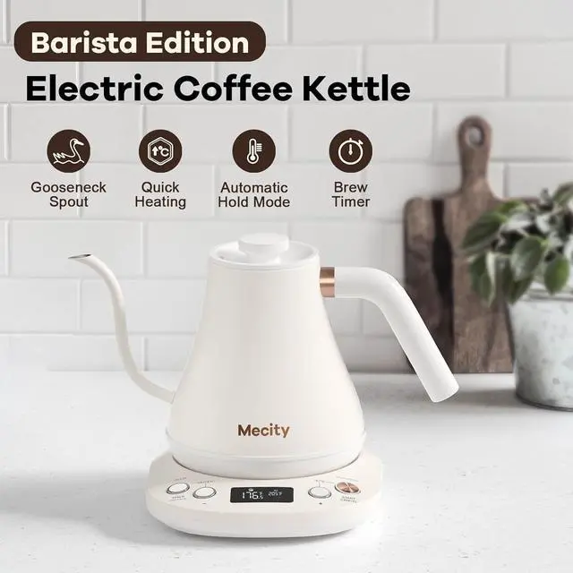 Alt view image 2 of 7 - Electric Gooseneck Kettle With Keep Warm Function &LCD Display Automatic Shut Off Coffee Kettle Temperature Control Pour Over Kettle 1200 Watt, 0.8L, 120V, Off White
