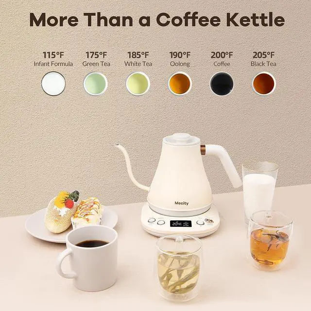 Alt view image 6 of 7 - Electric Gooseneck Kettle With Keep Warm Function &LCD Display Automatic Shut Off Coffee Kettle Temperature Control Pour Over Kettle 1200 Watt, 0.8L, 120V, Off White