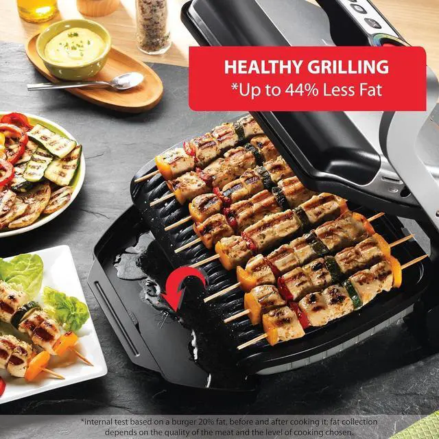 Alt view image 4 of 6 - T-Fal OptiGrill Stainless Steel Electric Grill 4 Servings 6 Automatic Cooking Modes, Intelligent grilling rare to well-done 1800 Watts Nonstick Removable Plates, Dishwasher Safe, Indoor, Silver