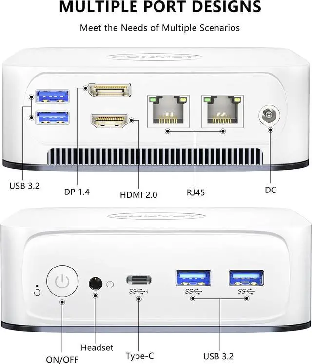 Alt view image 6 of 7 - Mini PC Gaming PC, Desktop Computer with Intel 12th Gen Alder Lake N95(up to 3.4GHz), 16GB DDR4 RAM 512GB SSD, Supports 4K Displays, Windows 11 Pro White