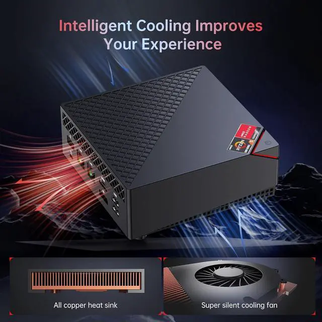 Alt view image 3 of 7 - Dual LAN Mini PC  Ryzen 7 5800U Mini PC 32GB DDR4 512GB SSD Mini Computers (8C/16T, up to 4.4Ghz),4K Triple Display Mini Desktop WiFi6/Bluetooth