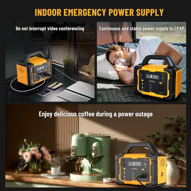 Alt view image 7 of 7 - Solar Generator 300W Portable Power Station with 100W Foldable Solar Panel, 294Wh Lithium Battery, 120V/300W AC Outlet, Quiet Generators for Home, RV, Outdoor, Camping and Emergencies Use