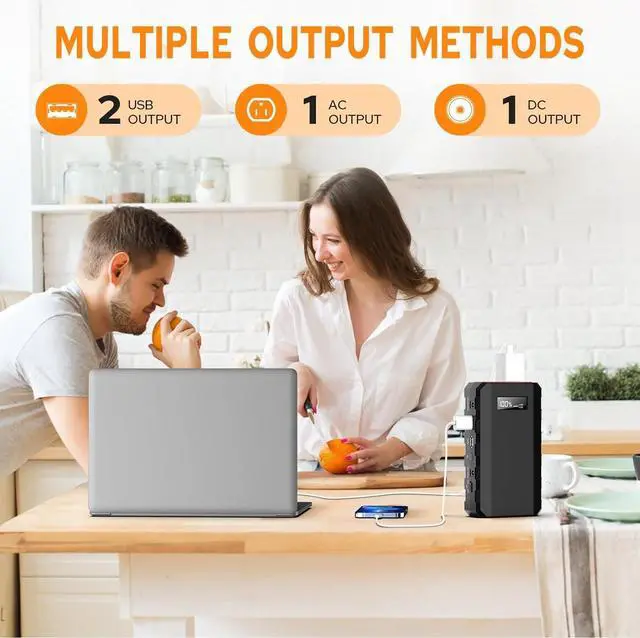 Alt view image 2 of 7 - 88Wh Portable Power Station 24000mAh Camping Solar Generator(Solar Panel Not Included) Lithium Battery Power 110V/65W AC, DC, USB QC3.0 for Home Camping Emergency Backup Black