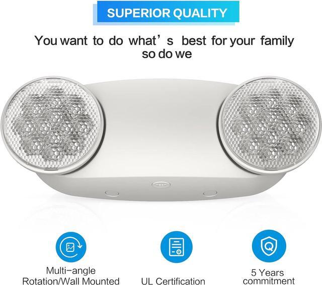 Alt view image 2 of 7 - 6 Pack Emergency Light, Emergency Lights for Business, LED Emergency Lights with Battery Backup, 2 Bug Eye Heads Adjustable Commercial Emergency Lighting Fixtures, UL 924 Certified