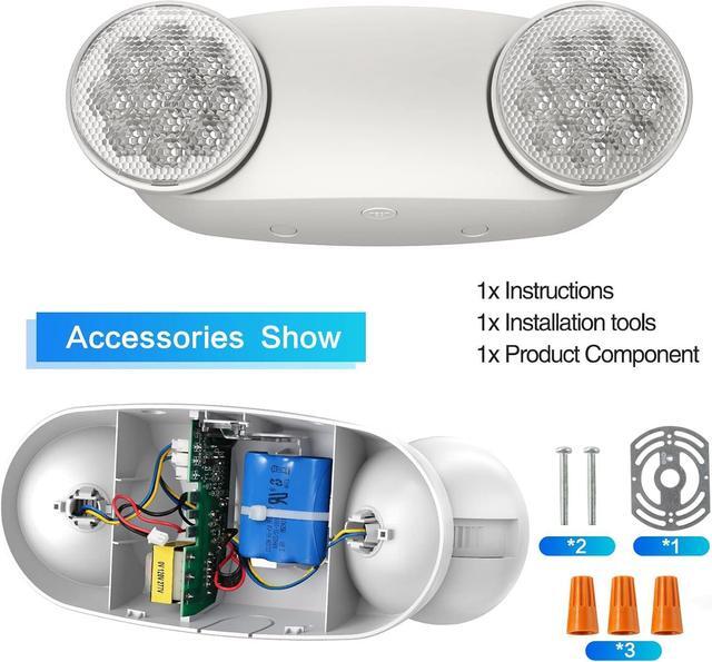 Alt view image 5 of 7 - 6 Pack Emergency Light, Emergency Lights for Business, LED Emergency Lights with Battery Backup, 2 Bug Eye Heads Adjustable Commercial Emergency Lighting Fixtures, UL 924 Certified