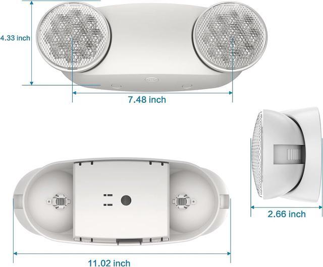 Alt view image 6 of 7 - 6 Pack Emergency Light, Emergency Lights for Business, LED Emergency Lights with Battery Backup, 2 Bug Eye Heads Adjustable Commercial Emergency Lighting Fixtures, UL 924 Certified
