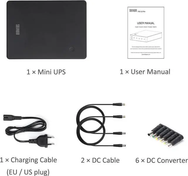 Alt view image 6 of 7 - Shanqiu Mini UPS Battery Backup Uninterruptible Power Supply for Router, Modem, Security Camera with Input AC Output USB 5V DC 5V 9V 12V (74Wh)