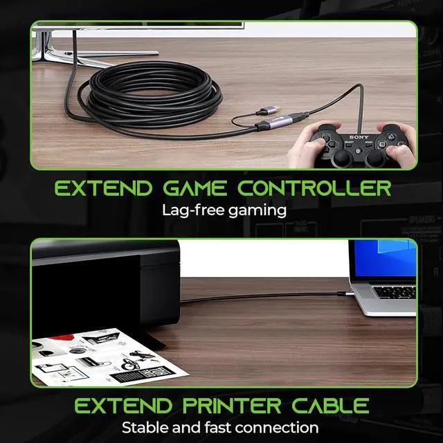 Alt view image 7 of 7 - USB 3.0 Active Extension Cable (50 Feet) A-Male to A-Female USB Repeater with Signal Booster for Oculus Rift Quest Link Xbox 360 Kinect Playstation Printer Webcam - 50ft