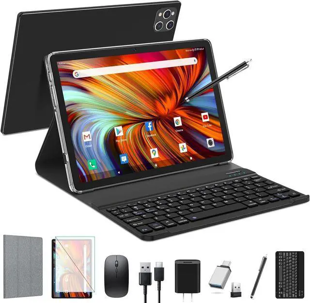 Main image of Android 14 Tablet 2025 Latest 10 inch Tablet with Keyboard,128GB ROM 16GB RAM TF1TB Expand,Octa-Core,5GWiFi,1080FHD,13MP+8MPCamera,Bluetooth5.0,GPS,Mouse,Case,Black