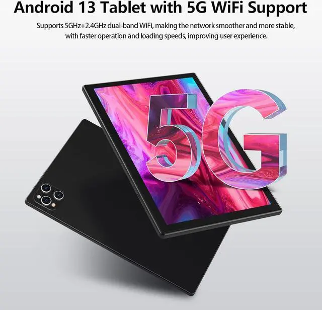 Alt view image 5 of 7 - Android 14 Tablet 2025 Latest 10 inch Tablet with Keyboard,128GB ROM 16GB RAM TF1TB Expand,Octa-Core,5GWiFi,1080FHD,13MP+8MPCamera,Bluetooth5.0,GPS,Mouse,Case,Black