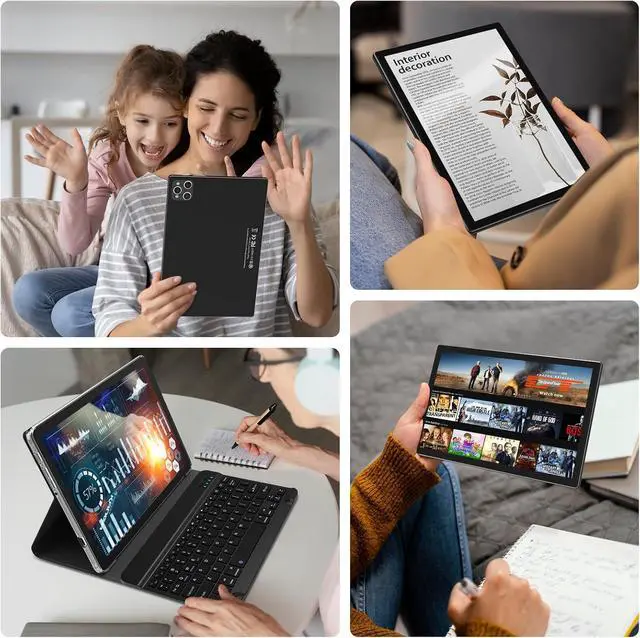 Alt view image 7 of 7 - Android 14 Tablet 2025 Latest 10 inch Tablet with Keyboard,128GB ROM 16GB RAM TF1TB Expand,Octa-Core,5GWiFi,1080FHD,13MP+8MPCamera,Bluetooth5.0,GPS,Mouse,Case,Black