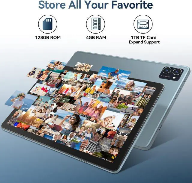 Alt view image 3 of 7 - 2024 Newest Android Tablet 10 inch Octa-Core 5G WiFi Tablet with Keyboard 128GB + 8GB + 1TB Expandable Storage Large Touch-Screen Tablet 13MP Dual Camera/Bluetooth/GPS/HD Display/Mouse/Case