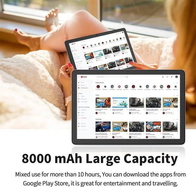 Alt view image 5 of 7 - TAB12 10 Inch Phone Tablet Android 13 5Ghz WiFi 12GB RAM(6GB Expend) 128GB ROM 4G Network Tablet with Octa-Core Processor 8000mAh HD IPS BT FM Double Box Speakers Gray