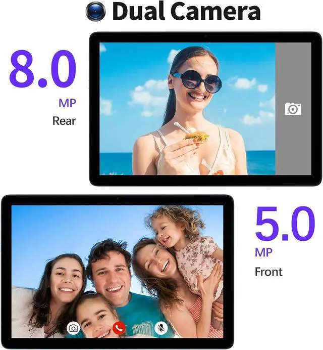 Alt view image 7 of 7 - TAB12 10 Inch Phone Tablet Android 13 5Ghz WiFi 12GB RAM(6GB Expend) 128GB ROM 4G Network Tablet with Octa-Core Processor 8000mAh HD IPS BT FM Double Box Speakers Gray