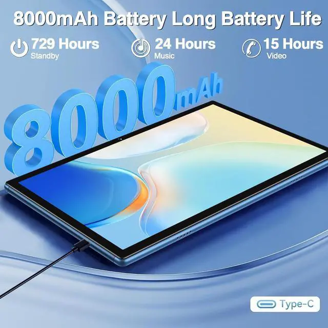 Alt view image 4 of 7 - Tablet Android 13 Tablets 10 Inch 14GB RAM 128GB ROM 1TB Expand with Keyboard Mouse Case 8000mAh Battery Octa-Core GPS 5G/2.4G Wi-Fi Bluetooth 5.0 IPS HD Display (Gray)