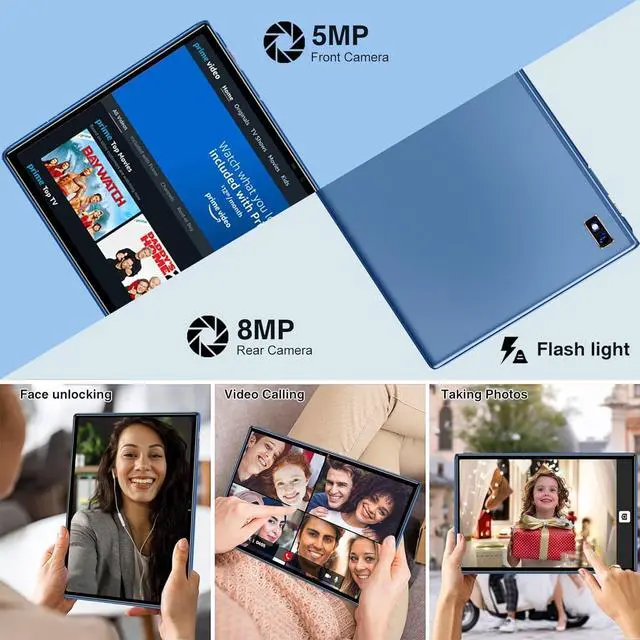 Alt view image 6 of 7 - Tablet Android 13 Tablets 10 Inch 14GB RAM 128GB ROM 1TB Expand with Keyboard Mouse Case 8000mAh Battery Octa-Core GPS 5G/2.4G Wi-Fi Bluetooth 5.0 IPS HD Display (Gray)