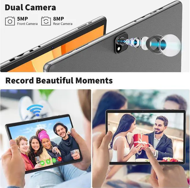 Alt view image 6 of 7 - Android Tablet with Keyboard, Android 14 Tablet, 12(6+6) GB+128GB, 1TB Expand, 2 in 1, Mouse, Stylus, 8000mAh Battery, 2.4G/5G WiFi, GPS, Silver Case