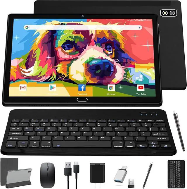 Main image of 2024 Newest Tablet 10 Inch Android 13 Tablets, 2 in 1 Tablet with 4+64/512GB Storage Octa-Core, Dual Sim Card Support 4G Cellular Tablet with Keyboard,13MP Camera, 6000mAh Battery, GPS, WiFi