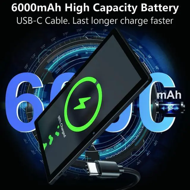 Alt view image 6 of 7 - 2024 Newest Tablet 10 Inch Android 13 Tablets, 2 in 1 Tablet with 4+64/512GB Storage Octa-Core, Dual Sim Card Support 4G Cellular Tablet with Keyboard,13MP Camera, 6000mAh Battery, GPS, WiFi