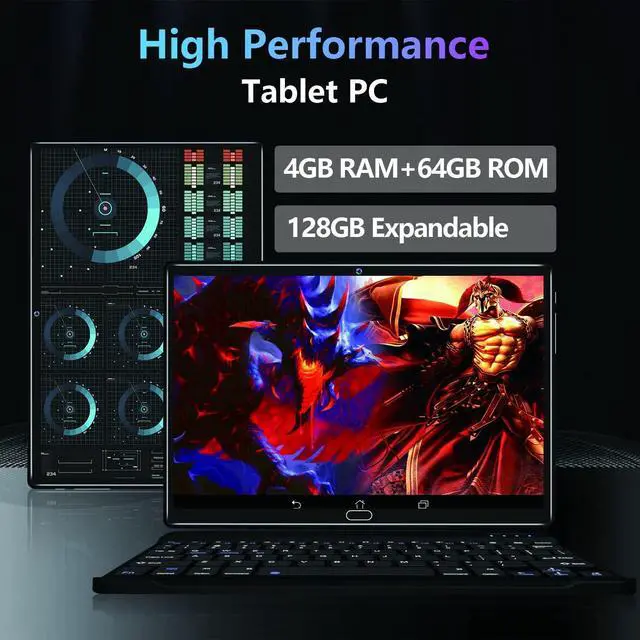 Alt view image 5 of 7 - 2024 Newest Tablet 10 Inch Android 13 Tablets, 2 in 1 Tablet with 4+64/512GB Storage Octa-Core, Dual Sim Card Support 4G Cellular Tablet with Keyboard,13MP Camera, 6000mAh Battery, GPS, WiFi