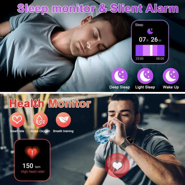 Alt view image 3 of 7 - Smart Watch for Men Fitness Tracker: Military Smart Watches for Men Digital Mens Watches Make/Answer Call Running Waterproof Smartwatch Android Phones iPhone Samsung Compatible Heart Rate Monitor