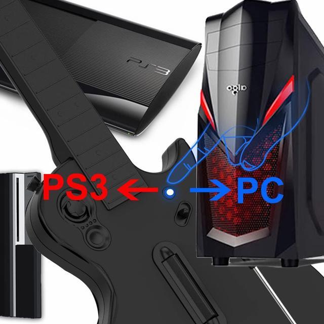 Alt view image 5 of 7 - PC Guitar Hero Controller, Wireless PS3 Guitar Hero with Dongle for PC,Playstation 3 Guitar Hero Rock Band Would Tour Clone Hero Games - Black