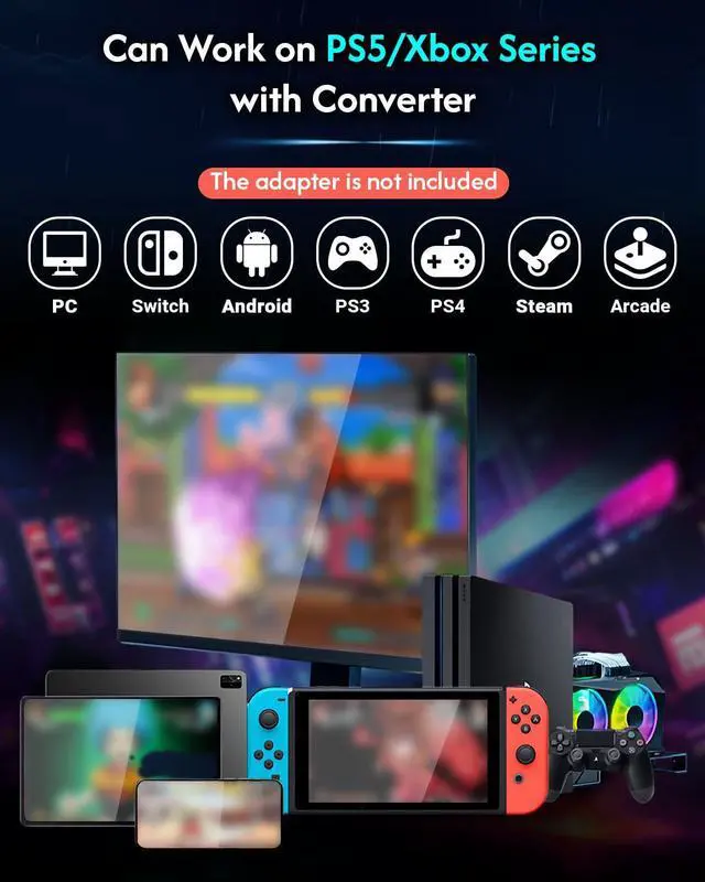 Alt view image 4 of 7 - Haute42 Arcade Stick 16Keys All-Button Gamerfinger with Custom RGB & Turbo Functions,Arcade Controller Street Fight for PC/Ps3/Ps4/Switch/Steam Game Keyboard-Supports Hot Swap & SOCD