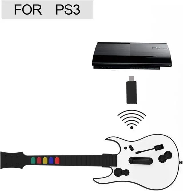 Alt view image 4 of 7 - Guitar Hero Guitar, Wireless PC Guitar Hero Controller for PlayStation 3 PS3 with Dongle for Clone Hero, Rock Band Guitar Hero Games White