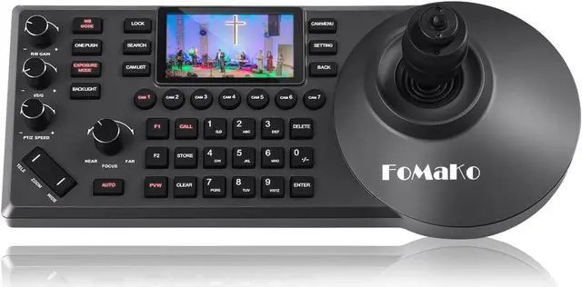 Main image of PTZ Controller PoE 3" LCD Screen Preview, 4D Joystick PTZ Camera Controller for Church Live Service Education (No NDI License, but NDI Upgradeable.) (KC608 Pro),Black Color