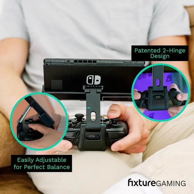 Alt view image 5 of 6 - Fixture S2 Bundle Gaming Console Monitor and Controller Mount with Carrying Case Compatible with Nintendo Switch OLED and Pro Controller