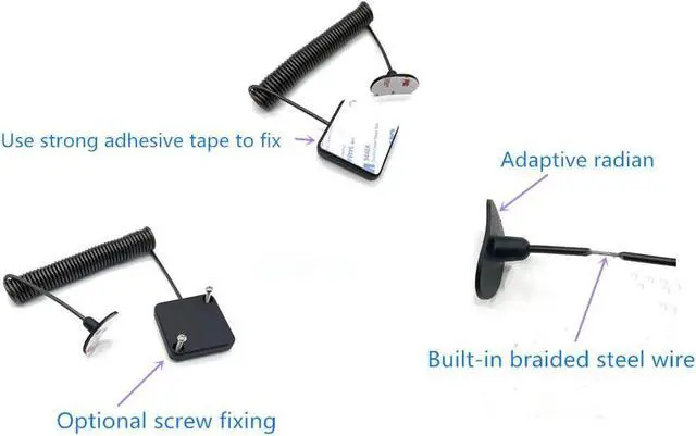 Alt view image 3 of 7 - 7ft Retractable Cable Lock with Double Sided Adhesive for Gaming Controller, Tablets, Mobile Phones Other Hardware Showroom and Controller, TV, DVD Remote Control Tether (Black 10PACK)