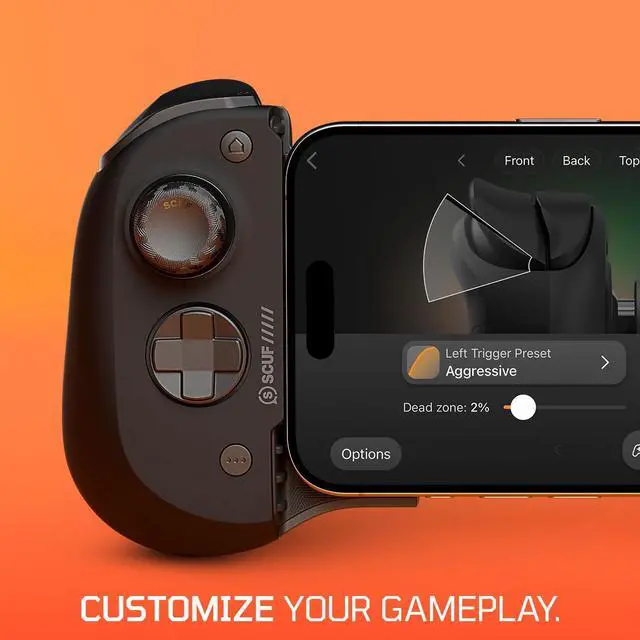 Alt view image 7 of 7 - Wireless iPhone Mobile Gaming Controller  Customizable Paddles  Anti-Drift Thumbsticks  Bluetooth 5.0 Connectivity  PS Remote, Xbox Game Pass,  Arcade, Steam Link  Black