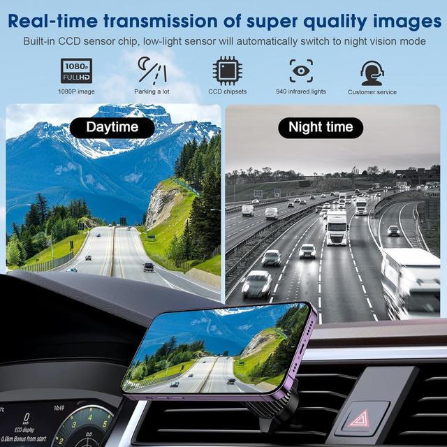Alt view image 4 of 7 - Wireless Backup Camera Magnetic WiFi - Ease of Use Hitch Trailer Truck HD 1080P Clear Night Vision No Lag Rechargeable Rear View Camera for Small RV Camper Steady Connection to Phone - DoHonest V7