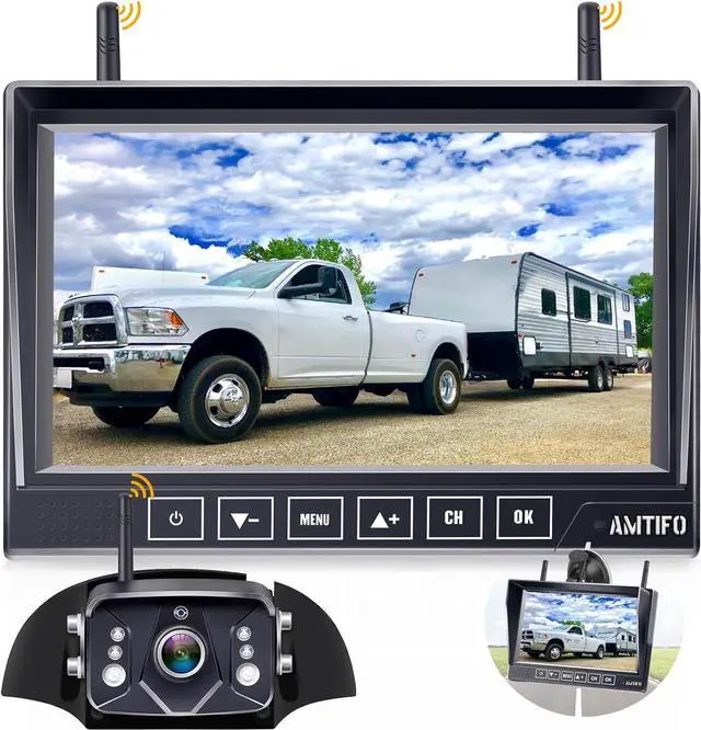 Main image of Wireless Backup Camera for Furrion RV: 7-Inch Recording Plug-Play Easy Setup Truck Trailer Back Rear View Camera Touch Button Monitor Split Screen 4 Channels AMTIFO A7