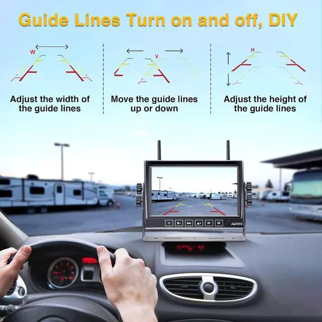 Alt view image 7 of 7 - Wireless Backup Camera for Furrion RV: 7-Inch Recording Plug-Play Easy Setup Truck Trailer Back Rear View Camera Touch Button Monitor Split Screen 4 Channels AMTIFO A7