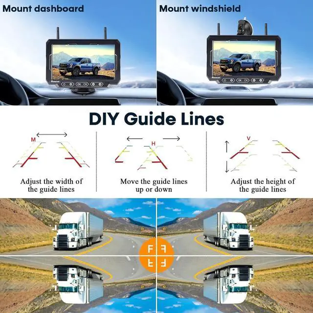 Alt view image 7 of 7 - Magnetic Solar Wireless Backup Camera: 7" Portable 1 Min Easy Install Scratch-Proof No Delay Backup Camera for Truck Rechargeable HD 1080P for Trailer Small RV Camper Pemacom P15