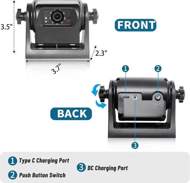 Alt view image 6 of 7 - Wireless WiFi Magnetic Hitch Backup Camera 1080P HD Rechargeable Battery Powered No Wiring Rear View Reverse Monitoring Camera for Car Truck Pickup RV Camper 5th Wheel Horse Trailer Boat Trailer