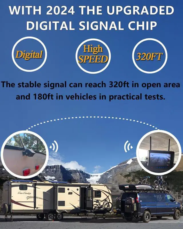 Alt view image 2 of 7 - Wireless RV Backup Camera, IP69 Waterproof 170° Wide View Angle HD 1080P Rear View Camera + HD LCD 7" Monitor, Digital Wireless Camera System for RV Truck 5th Wheel Trailer Pickup Camper Bus